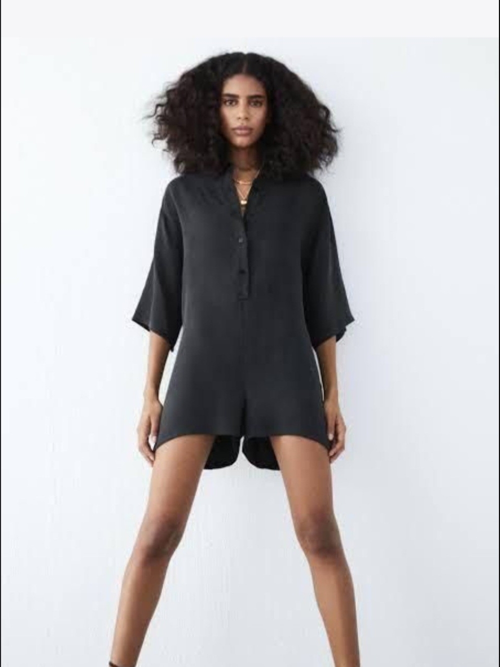 Zara Black One-Piece Swim Cover-Up Romper